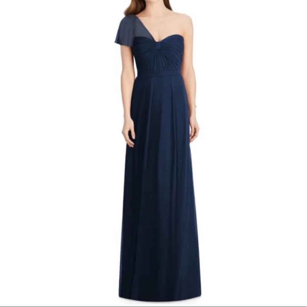 NEW! Jenny Packham One-Shoulder Chiffon Gown